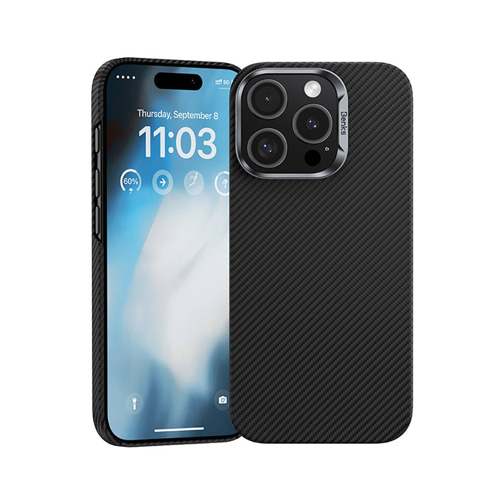 Apple iPhone 16 Pro Max Kılıf Benks M-safe Şarj Özellikli Magnetik ArmorAir 600D Kevlar Fiber Kapak
