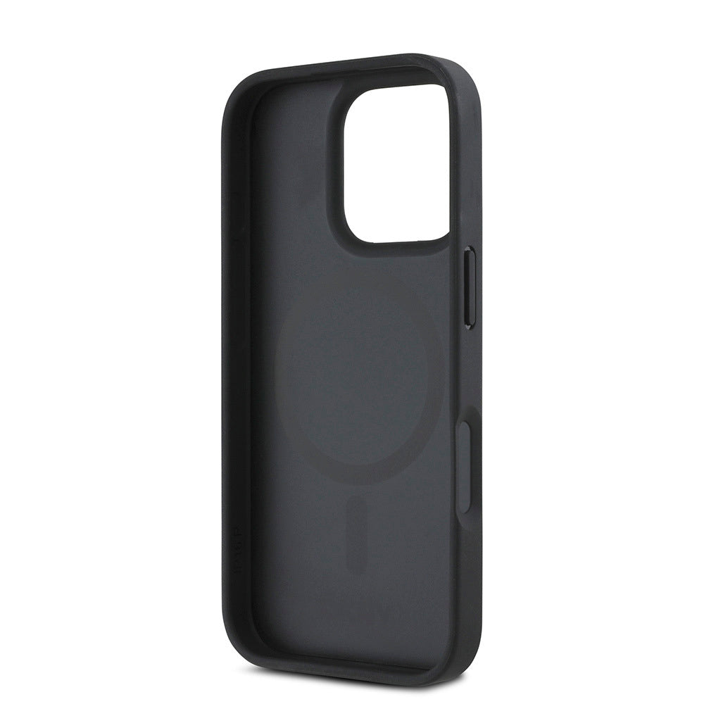 Apple iPhone 16 Pro Max Kılıf DKNY Orjinal Lisanslı M-safe Şarj Özellikli 3D Yazılı Repeat Pattern Kapak Kahverengi