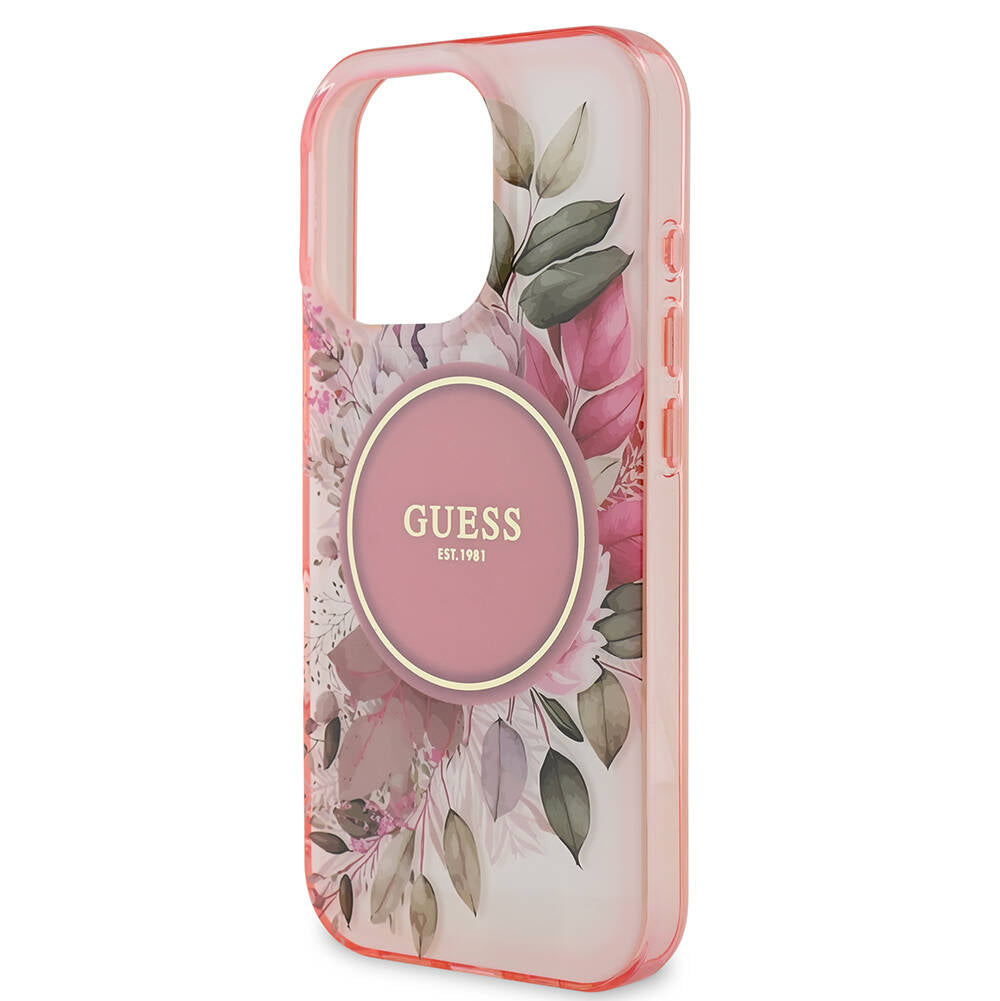 Apple iPhone 16 Pro Max Kılıf Guess Orjinal Lisanslı M-safe Şarj Özellikli Flower Tonal Circle Kapak Mor