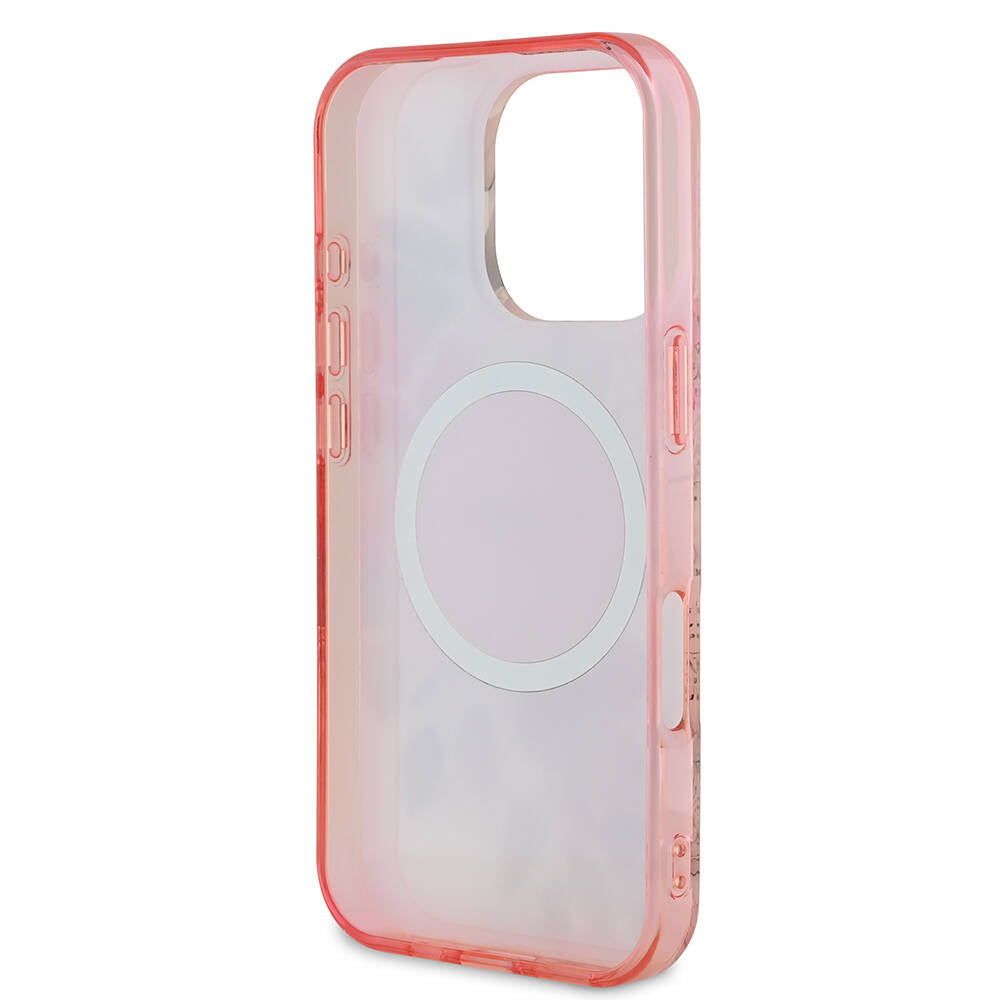 Apple iPhone 16 Pro Max Kılıf Guess Orjinal Lisanslı M-safe Şarj Özellikli Flower Tonal Circle Kapak Mor