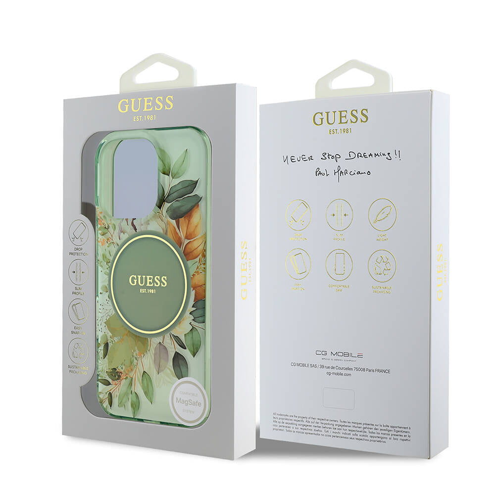 Apple iPhone 16 Pro Max Kılıf Guess Orjinal Lisanslı M-safe Şarj Özellikli Flower Tonal Circle Kapak Mor