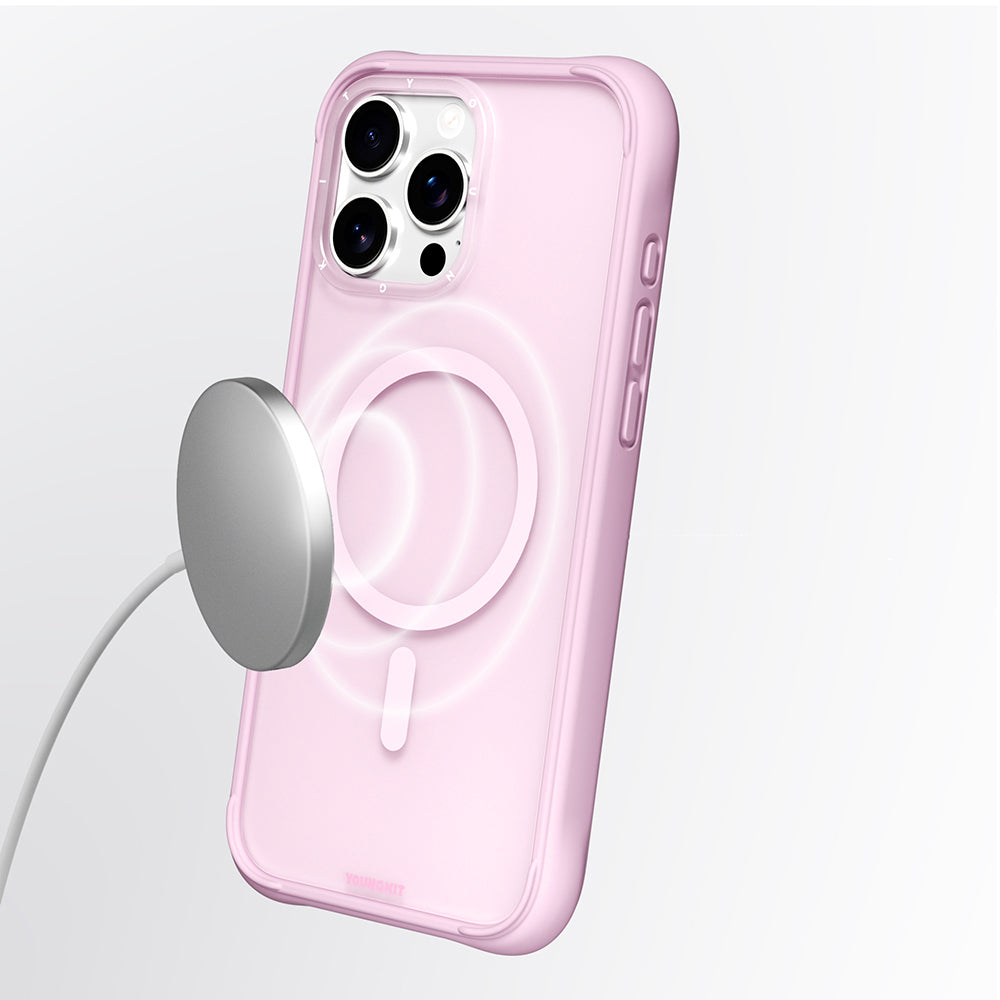 Apple iPhone 16 Pro Max Kılıf M-safe Şarj Özellikli Youngkit Macaroon Serisi Kapak Beyaz