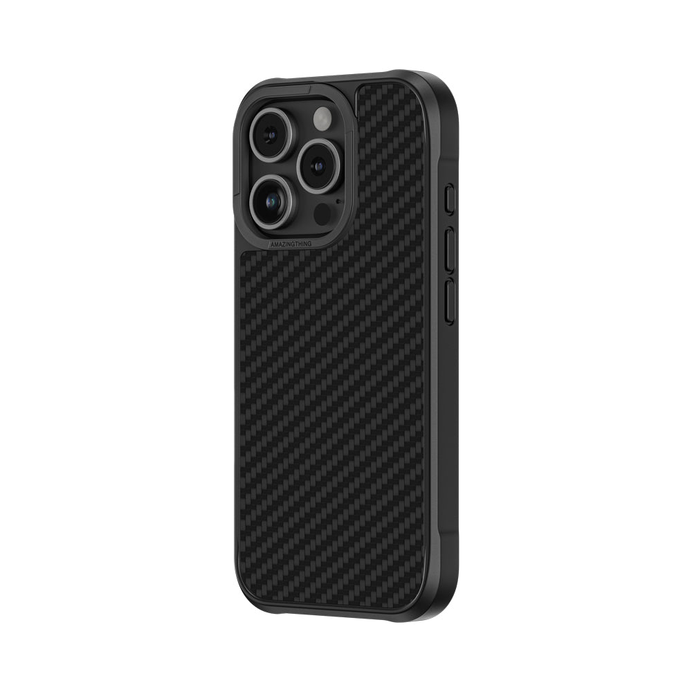 Apple iPhone 16 Pro Max Kılıf M-safe Şarj Özellikli 1500D Aramid Fiber Amazingthing Titan Max Serisi Kapak Siyah