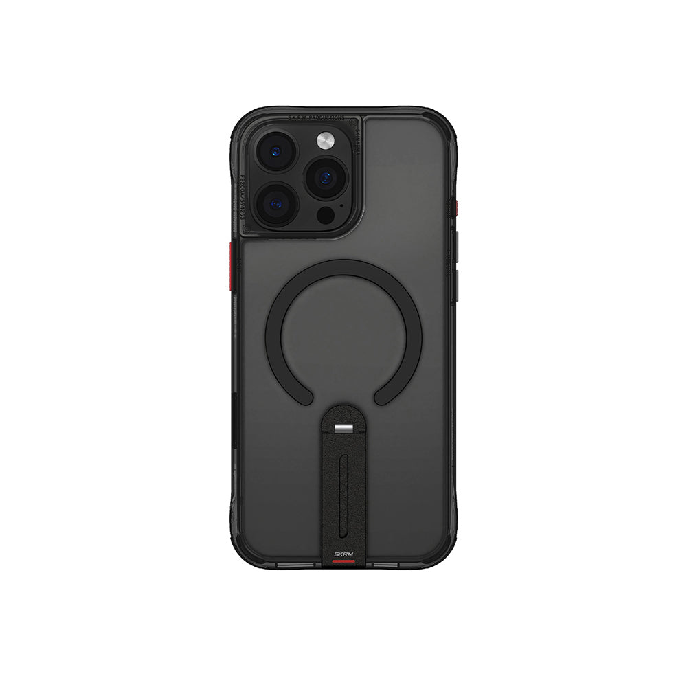 Apple iPhone 16 Pro Max Kılıf M-safe Şarj Özellikli 360 Derece Dönebilen Standlı Skinarma Helix Kapak Siyah