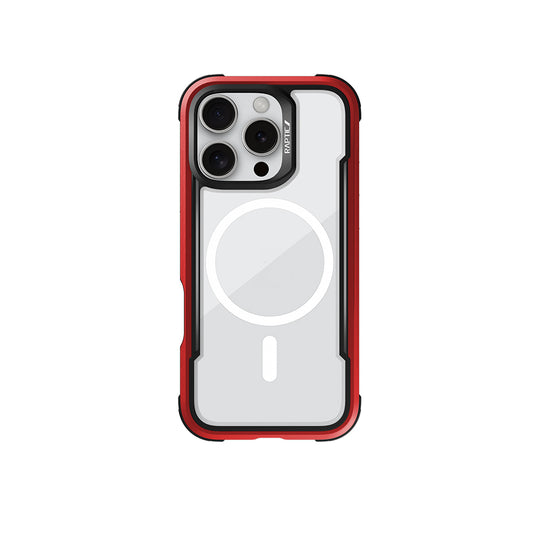 Apple iPhone 16 Pro Max Kılıf M-safe Şarj Özellikli Airbagli Raptic Shield Serisi Şeffaf Arka Yüzey Kapak Kırmızı