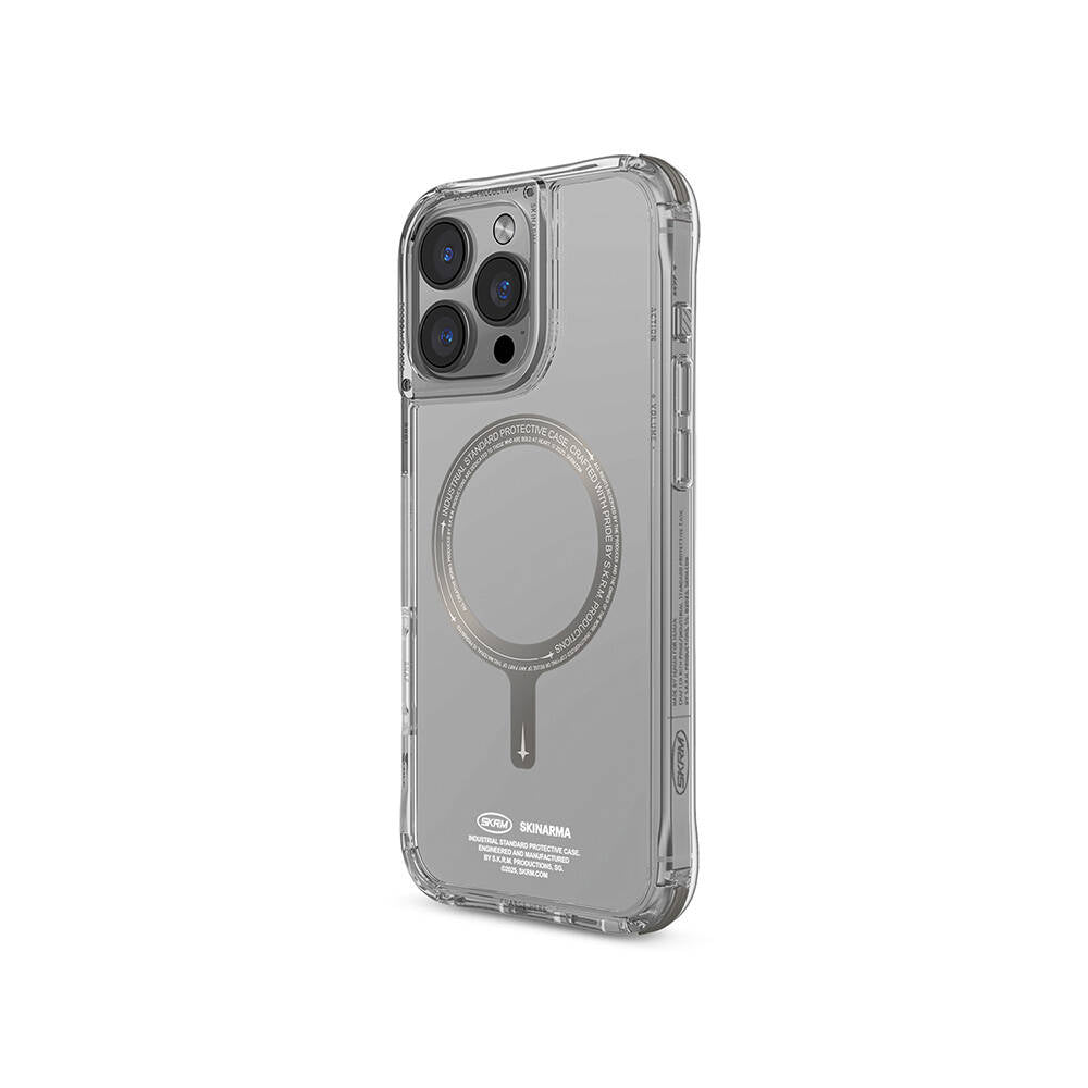 Apple iPhone 16 Pro Max Kılıf M-safe Şarj Özellikli Airbagli Şeffaf SkinArma Saido Prime Kapak Gold