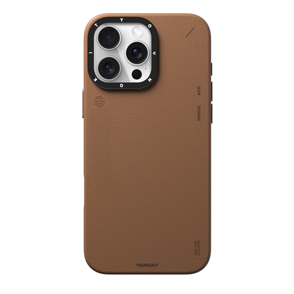 Apple iPhone 16 Pro Max Kılıf M-safe Şarj Özellikli Basit Mat Deri Desenli Youngkit Tech Fashion Serisi Kapak Siyah