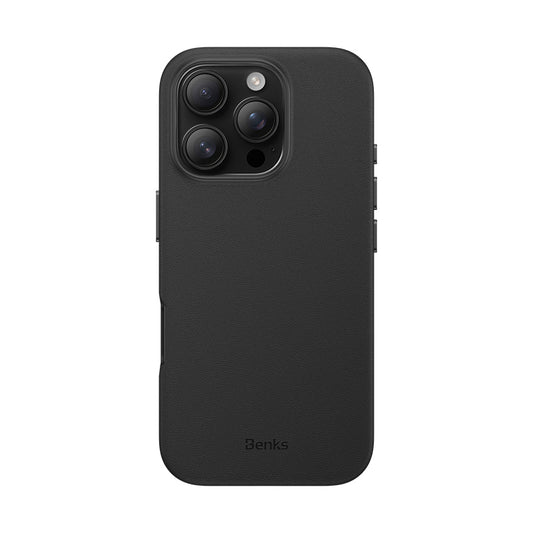 Apple iPhone 16 Pro Max Kılıf M-safe Şarj Özellikli Çizilmeye Dayanıklı Benks VitaPro Serisi PU Deri Kapak Gri
