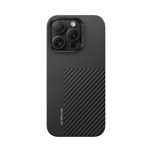 Apple iPhone 16 Pro Max Kılıf M-safe Şarj Özellikli Karbon Fiber Benks Montage ArmorAir Kevlar Kapak Siyah