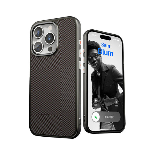 Apple iPhone 16 Pro Max Kılıf M-safe Şarj Özellikli Karbon Fiber Desenli Mutural Montage Kapak