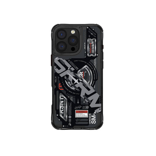 Apple iPhone 16 Pro Max Kılıf M-safe Şarj Özellikli Katmanlı Makine Temalı SkinArma Ekho Kapak Siyah