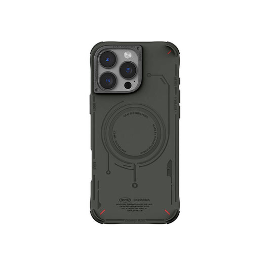 Apple iPhone 16 Pro Max Kılıf M-safe Şarj Özellikli Metal Kamera Çerçeveli Skinarma Mecha Serisi Kapak Olive
