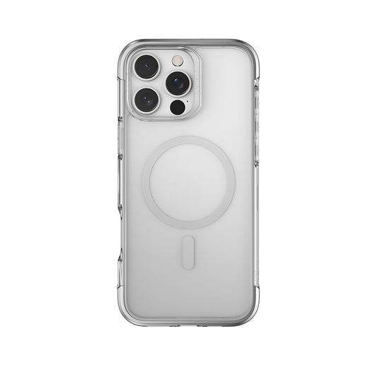 Apple iPhone 16 Pro Max Kılıf M-safe Şarj Özellikli Raptic Air Serisi Airbag Tasarımlı Metal Köşelikli Şeffaf Kapak Gümüş
