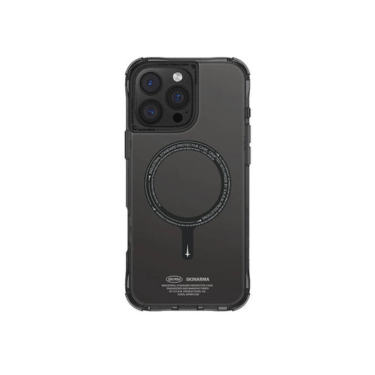 Apple iPhone 16 Pro Max Kılıf M-safe Şarj Özellikli Şeffaf Airbag Tasarımlı Skinarma Saido Kapak Siyah
