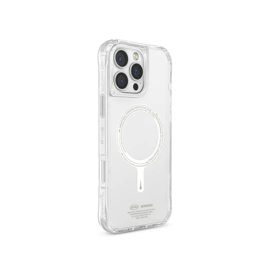 Apple iPhone 16 Pro Max Kılıf M-safe Şarj Özellikli Şeffaf Airbag Tasarımlı Skinarma Saido Nightglow Kapak Şeffaf