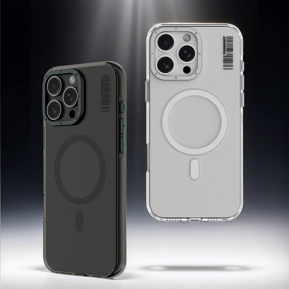 Apple iPhone 16 Pro Max Kılıf M-safe Şarj Özellikli Şeffaf Youngkit Crystal Shield Serisi Kapak Siyah