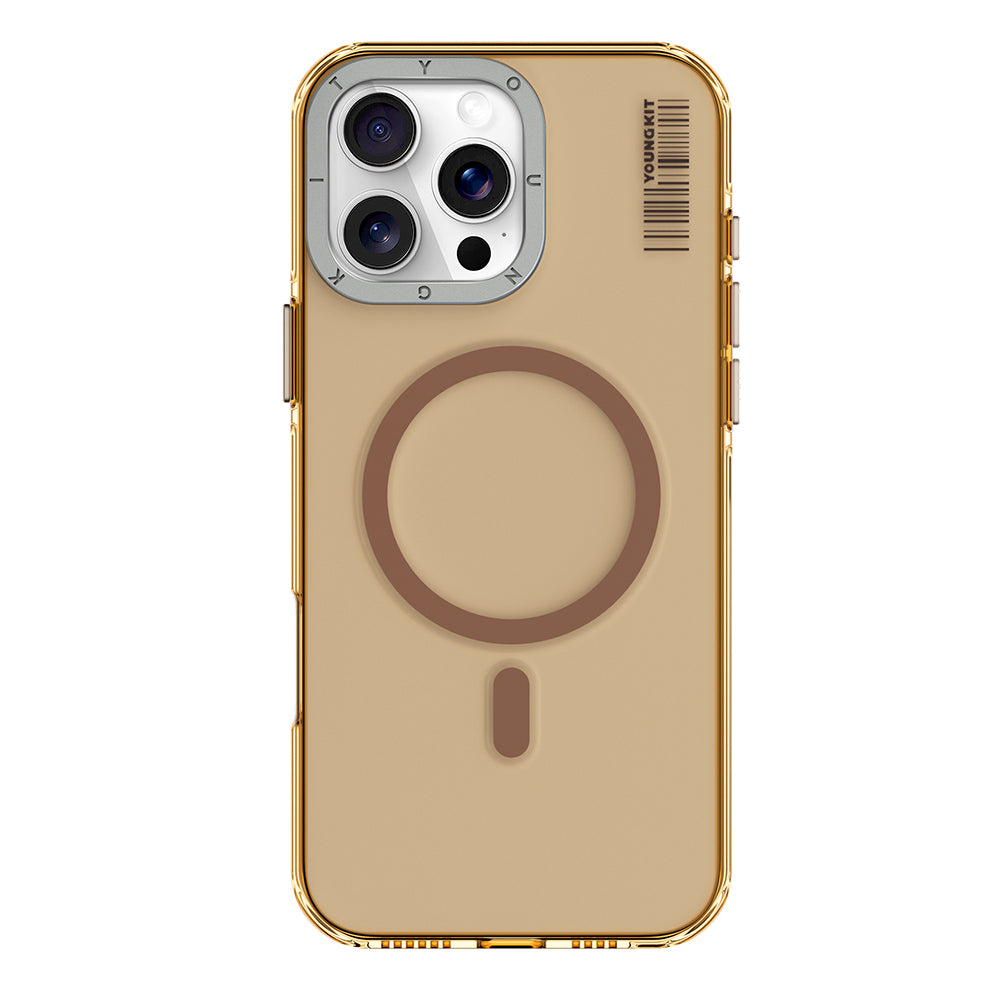 Apple iPhone 16 Pro Max Kılıf M-safe Şarj Özellikli Şeffaf Youngkit Crystal Shield Serisi Kapak Gold