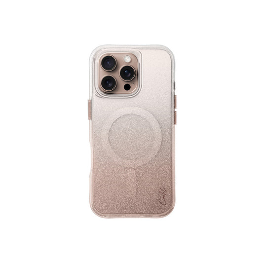Apple iPhone 16 Pro Max Kılıf M-safe Şarj Özellikli Simli Arka Yüzey Askı Aparatlı Coehl Lumino Kapak Rose Gold