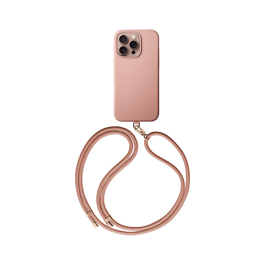 Apple iPhone 16 Pro Max Kılıf M-safe Şarj Özellikli Soft Arka Yüzey Askı İpli Coehl Creme Kapak Pembe