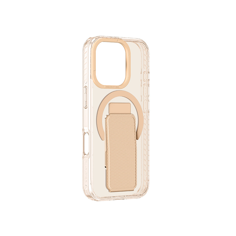 Apple iPhone 16 Pro Max Kılıf M-safe Şarj Özellikli Standlı Amazingthing Titan Pro Plus Kapak Rose Gold