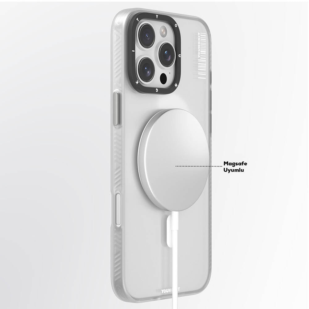 Apple iPhone 16 Pro Max Kılıf M-safe Şarj Özellikli Youngkit Hidden Sand Serisi Kapak Siyah