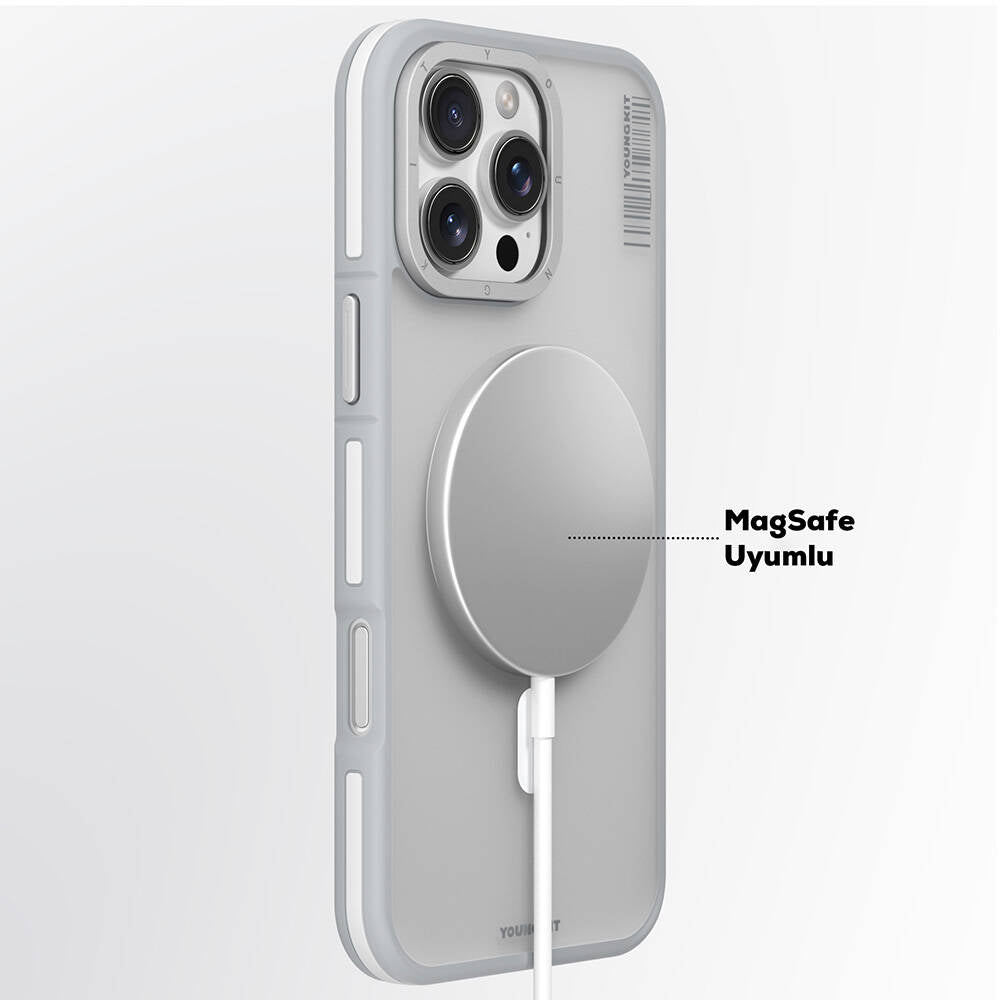 Apple iPhone 16 Pro Max Kılıf M-safe Şarj Özellikli Youngkit Rock Sand Serisi Kapak Gold