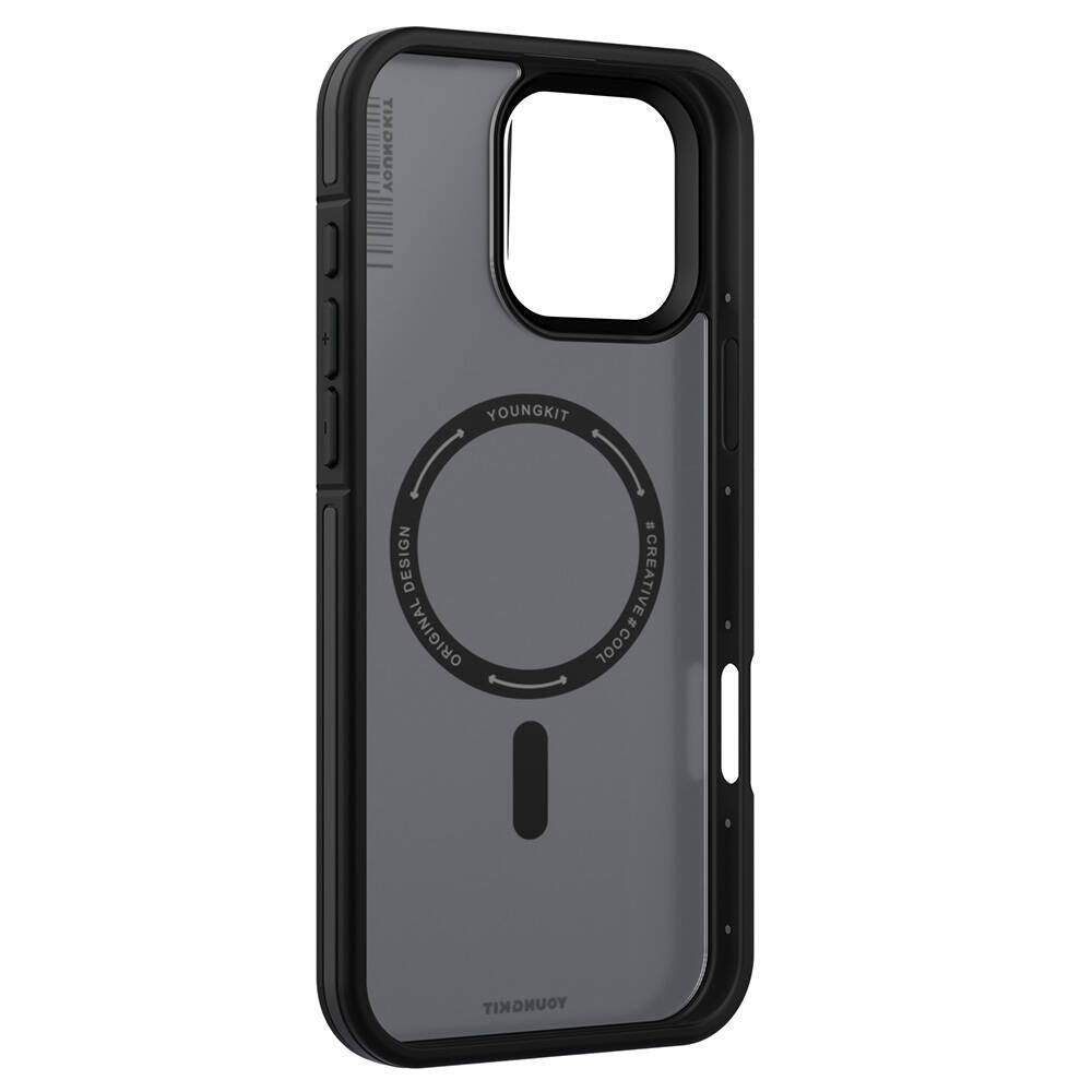 Apple iPhone 16 Pro Max Kılıf M-safe Şarj Özellikli Youngkit Rock Sand Serisi Kapak Mavi