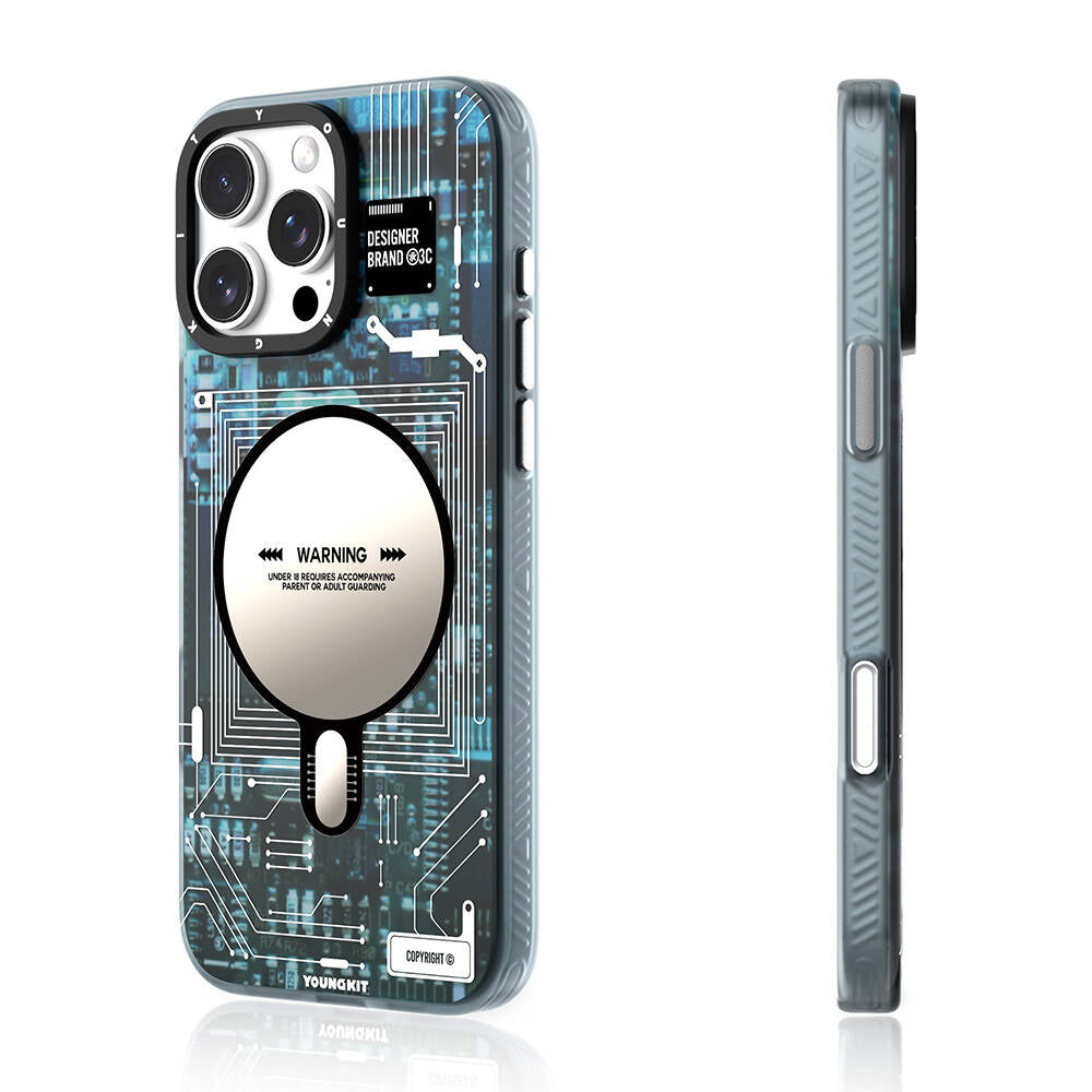 Apple iPhone 16 Pro Max Kılıf M-safe Şarj Özellikli Youngkit Technology Serisi Kapak Gri