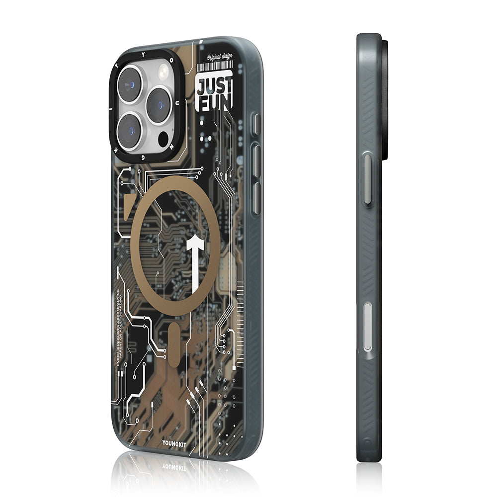 Apple iPhone 16 Pro Max Kılıf M-safe Şarj Özellikli Youngkit Technology Serisi Kapak Desert Gold
