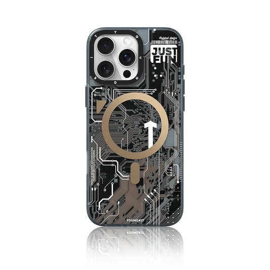 Apple iPhone 16 Pro Max Kılıf M-safe Şarj Özellikli Youngkit Technology Serisi Kapak Desert Gold