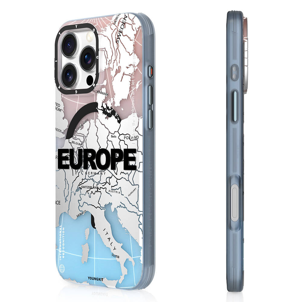 Apple iPhone 16 Pro Max Kılıf M-safe Şarj Özellikli Youngkit Universal Serisi Kapak Siyah-Beyaz