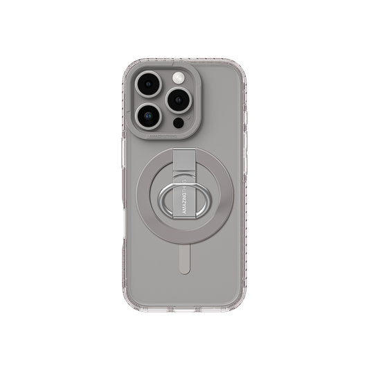 Apple iPhone 16 Pro Max Kılıf M-safe Şarj Özellikli Yüzük Standlı Amazingthing Titan Pro Serisi Kapak Gri