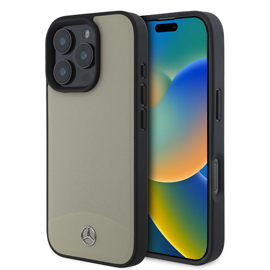 Apple iPhone 16 Pro Max Kılıf Mercedes Benz Orjinal Lisanslı M-safe Şarj Özellikli Dokulu ve Düz Deri Kapak Siyah
