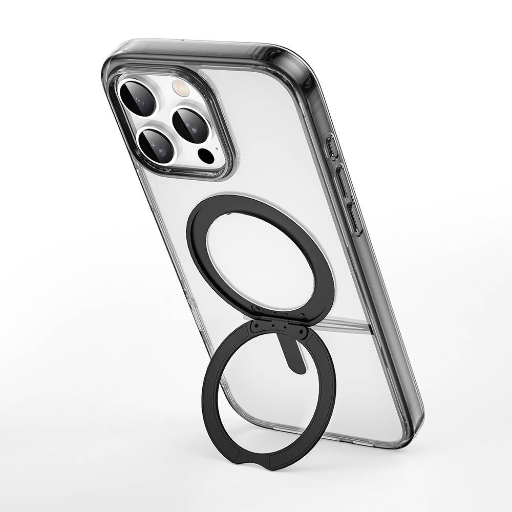 Apple iPhone 16 Pro Max Kılıf Wiwu MCC-201 iShield Ultra Serisi M-safe Şarj Özellikli Standlı Crystal Sert PC Kapak Siyah
