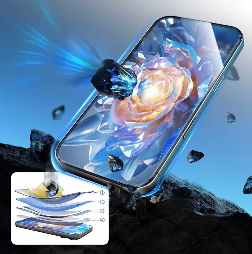 Apple iPhone 16 Pro Max Mohseven Pure Safir Coating HD 3D Glue Temperli Cam Ekran Koruyucu