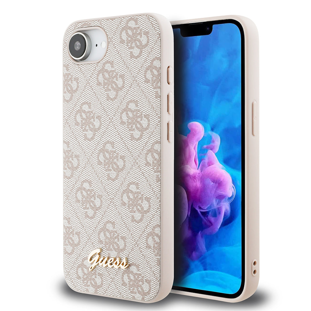 Apple iPhone 16E Kılıf Guess Orjinal Lisanslı 4G Desenli Script Metal Logolu Kapak