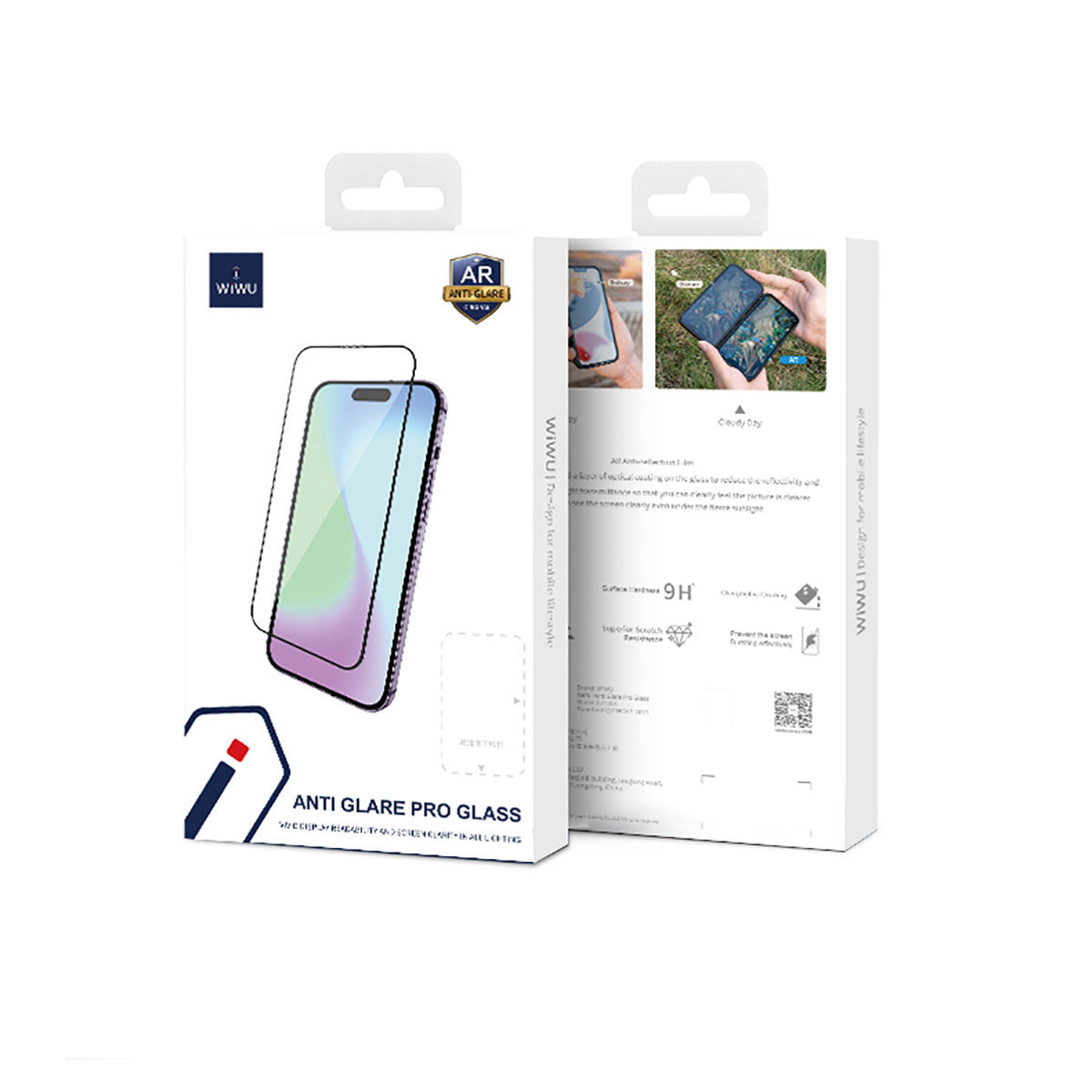 Apple iPhone 16E Wiwu CZ-003 Mavi Işık Teknolojili Hidrofobik ve Oleofobik Parlama Önleyici Cam Ekran Koruyucu Siyah