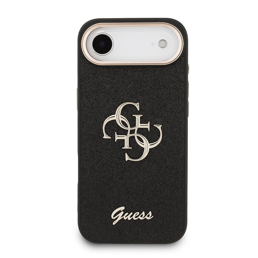 Apple iPhone 17 Air Kılıf Guess Orjinal Lisanslı 4G Büyük Metal Kamera Çerçeveli ve Logolu Glitter Kapak Gri