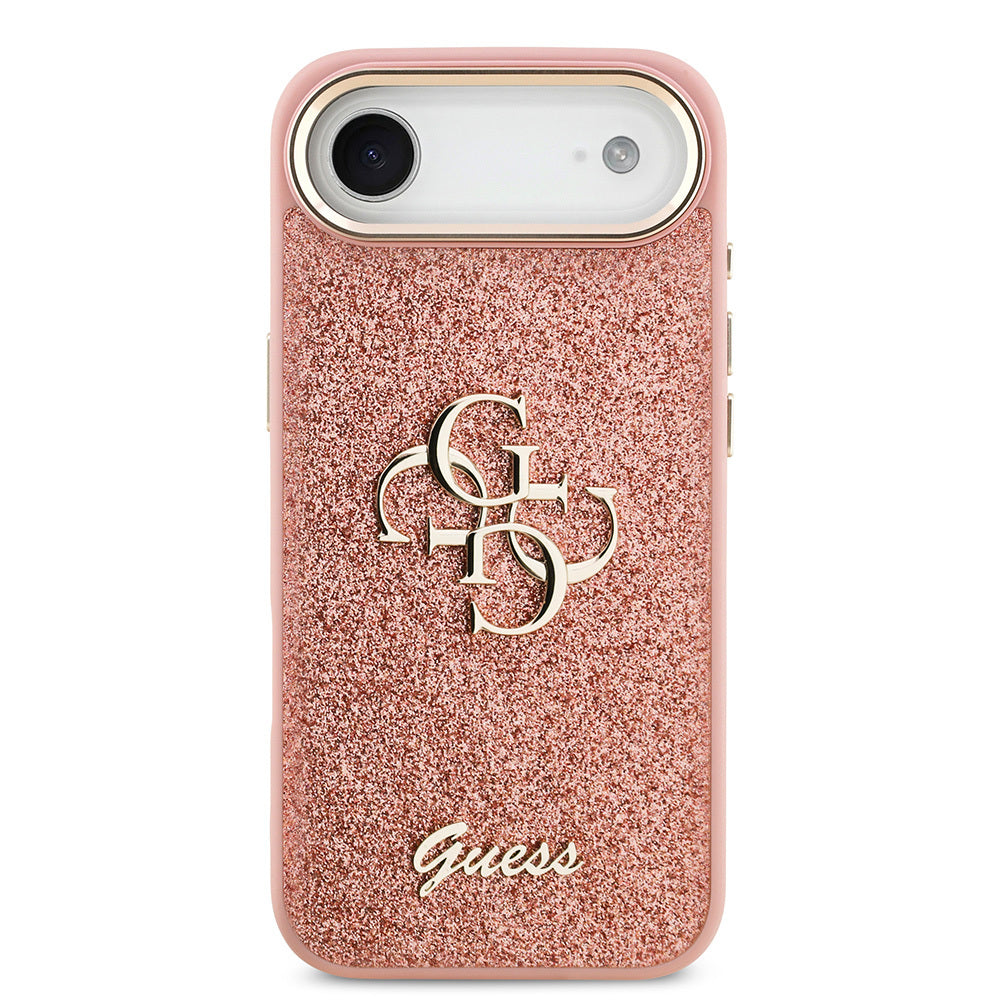 Apple iPhone 17 Air Kılıf Guess Orjinal Lisanslı 4G Büyük Metal Kamera Çerçeveli ve Logolu Glitter Kapak Gri