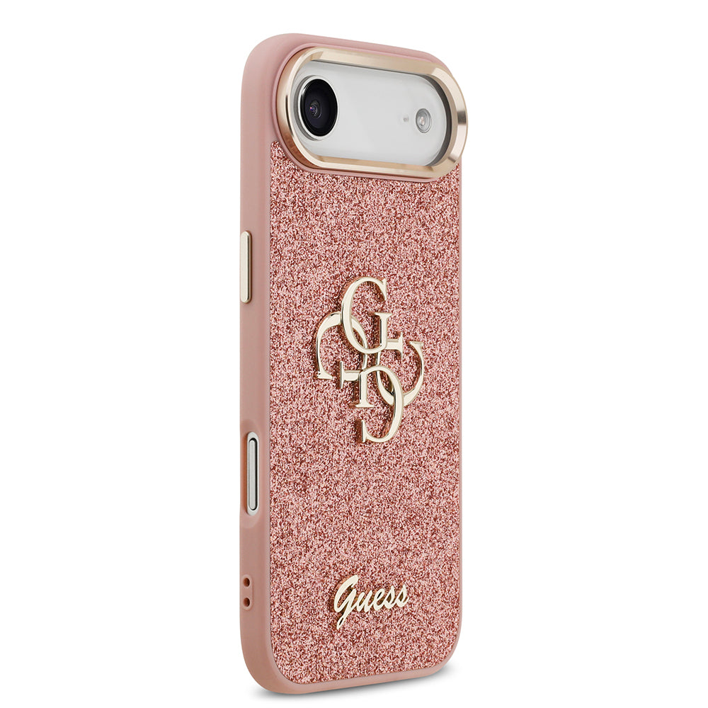 Apple iPhone 17 Air Kılıf Guess Orjinal Lisanslı 4G Büyük Metal Kamera Çerçeveli ve Logolu Glitter Kapak Gri