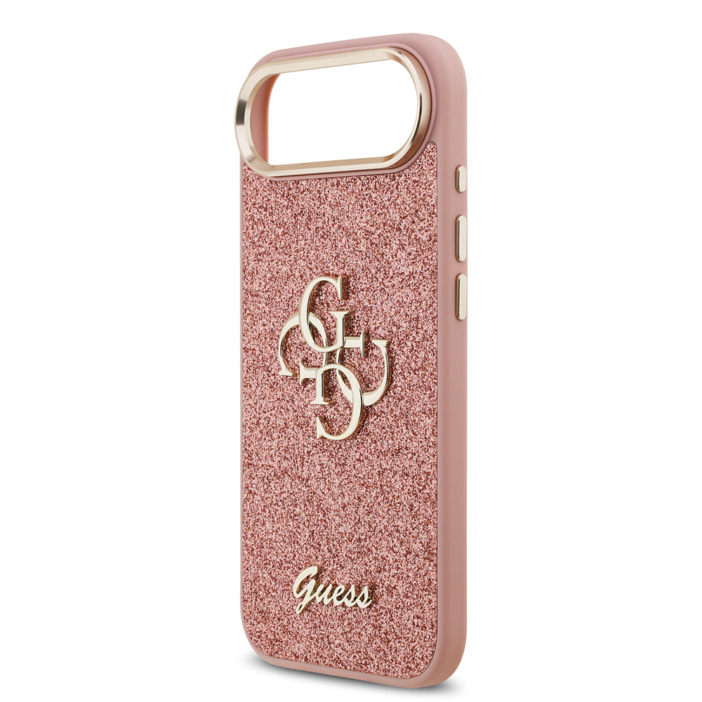 Apple iPhone 17 Air Kılıf Guess Orjinal Lisanslı 4G Büyük Metal Kamera Çerçeveli ve Logolu Glitter Kapak Gri