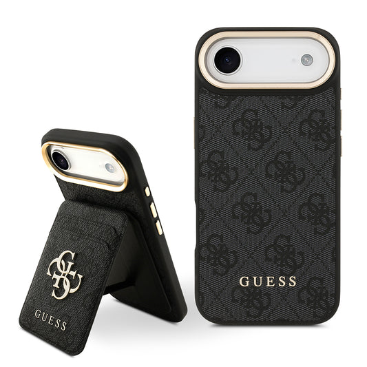 Apple iPhone 17 Air Kılıf Guess Orjinal Lisanslı M-safe Şarj Özellikli 4G Metal Büyük Logolu Kartlıklı Kapak