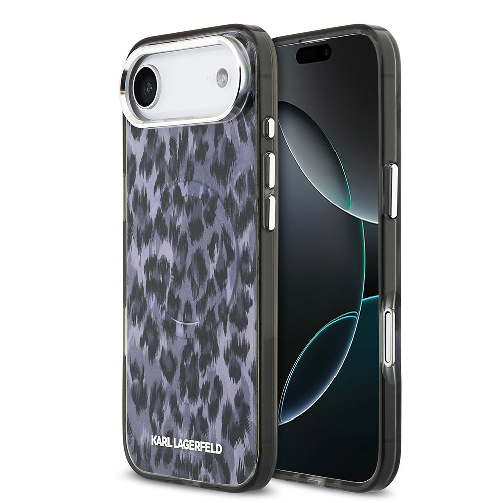 Apple iPhone 17 Air Kılıf Karl Lagerfeld Orjinal Lisanslı M-safe Şarj Özellikli IML Leopar Baskılı Kapak