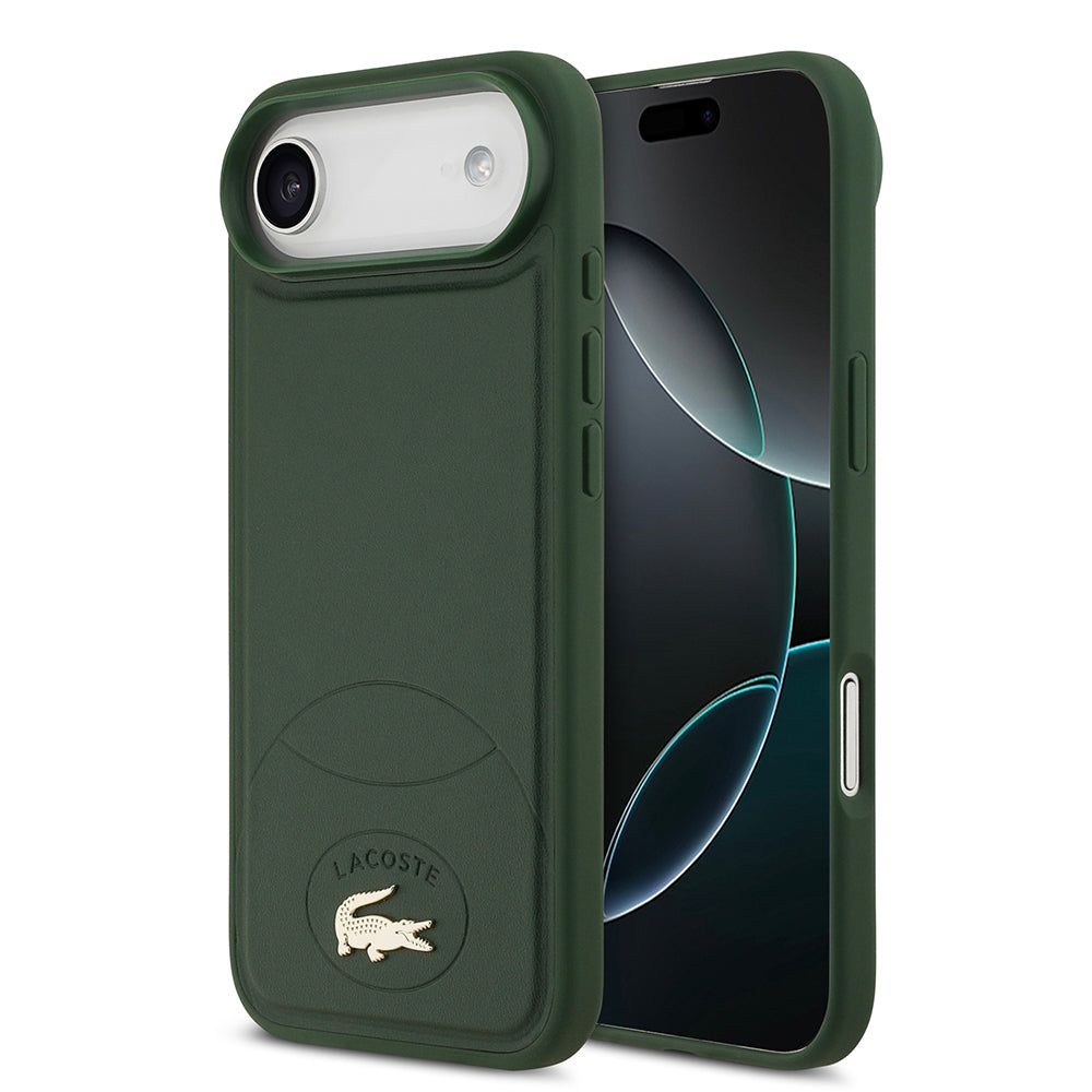 Apple iPhone 17 Air Kılıf Lacoste Orjinal Lisanslı M-safe Şarj Özellikli PU Deri Tasarımlı Metal Logolu Kapak