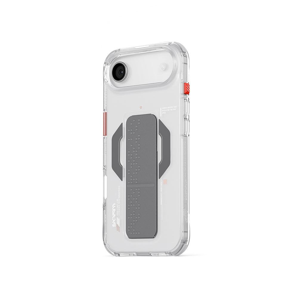 Apple iPhone 17 Air Kılıf M-Safe Şarj Özellikli Airbag Tasarımlı Standlı Skinarma Haxa Kapak Füme