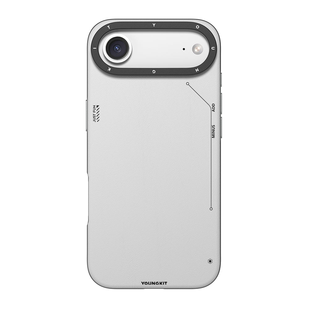 Apple iPhone 17 Air Kılıf M-safe Şarj Özellikli Basit Mat Deri Desenli Youngkit Tech Fashion Serisi Kapak
