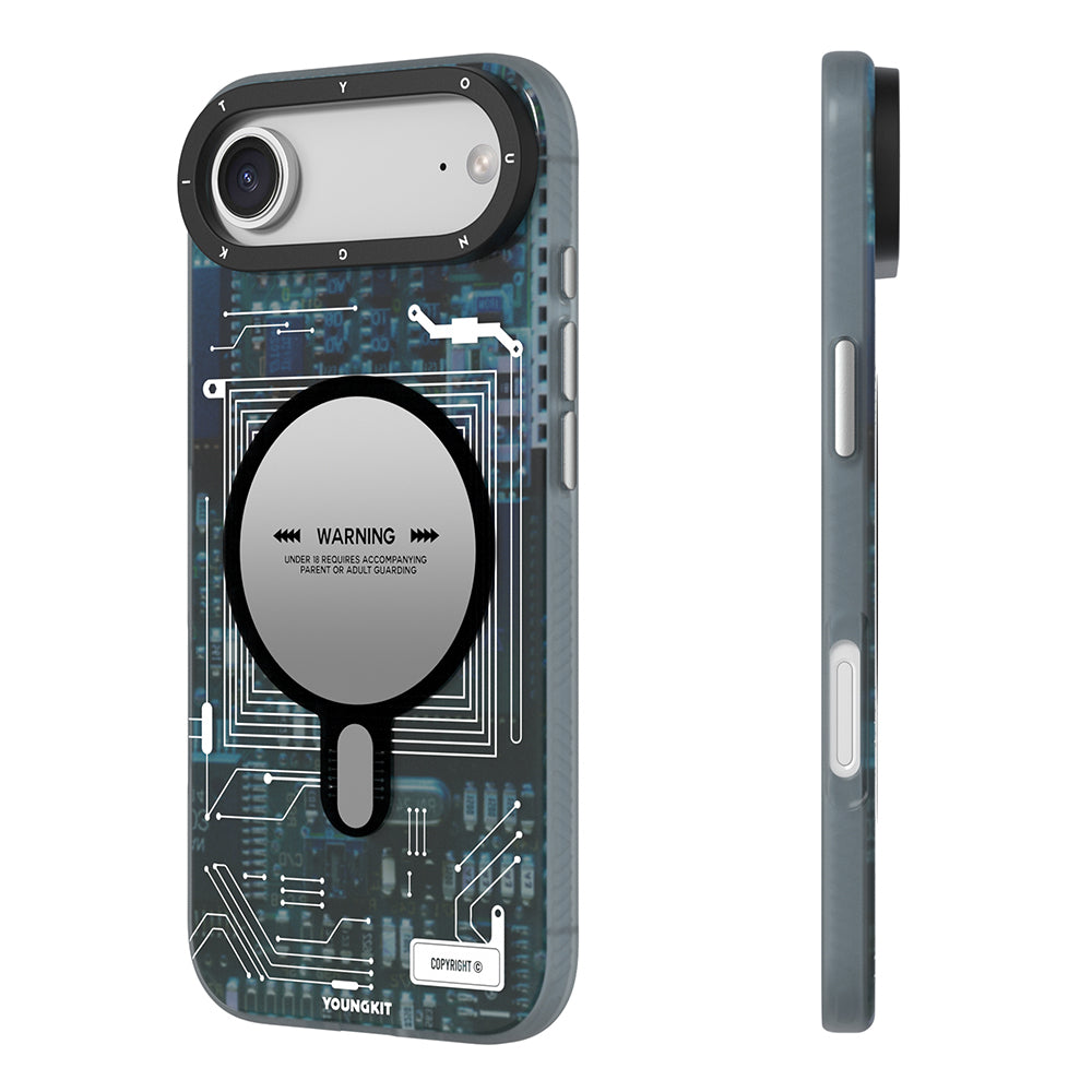 Apple iPhone 17 Air Kılıf M-safe Şarj Özellikli Kamera Denetim Butonlu Youngkit Technology Serisi Kapak Siyah