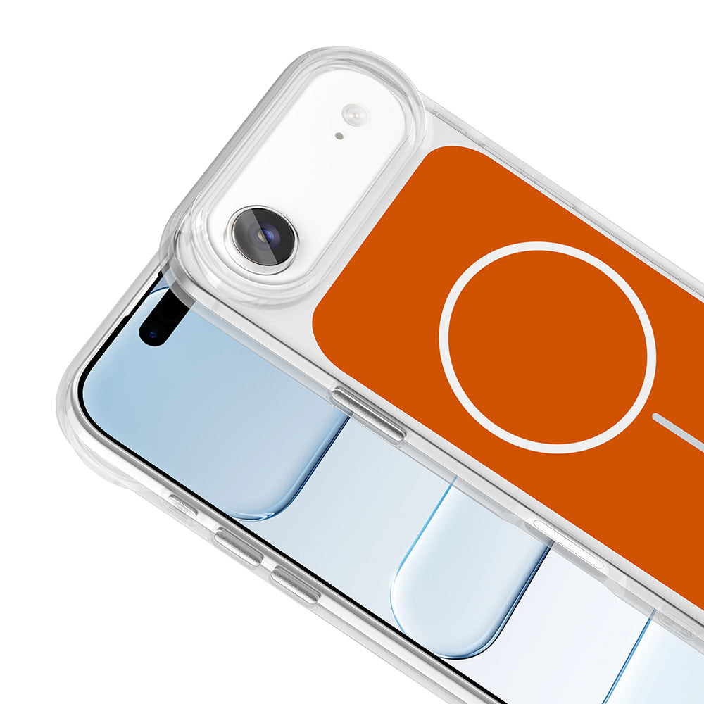 Apple iPhone 17 Air Kılıf M-Safe Şarj Özellikli Metal Buton Tasarımlı Zore İkonik Sert Silikon Kapak Beyaz