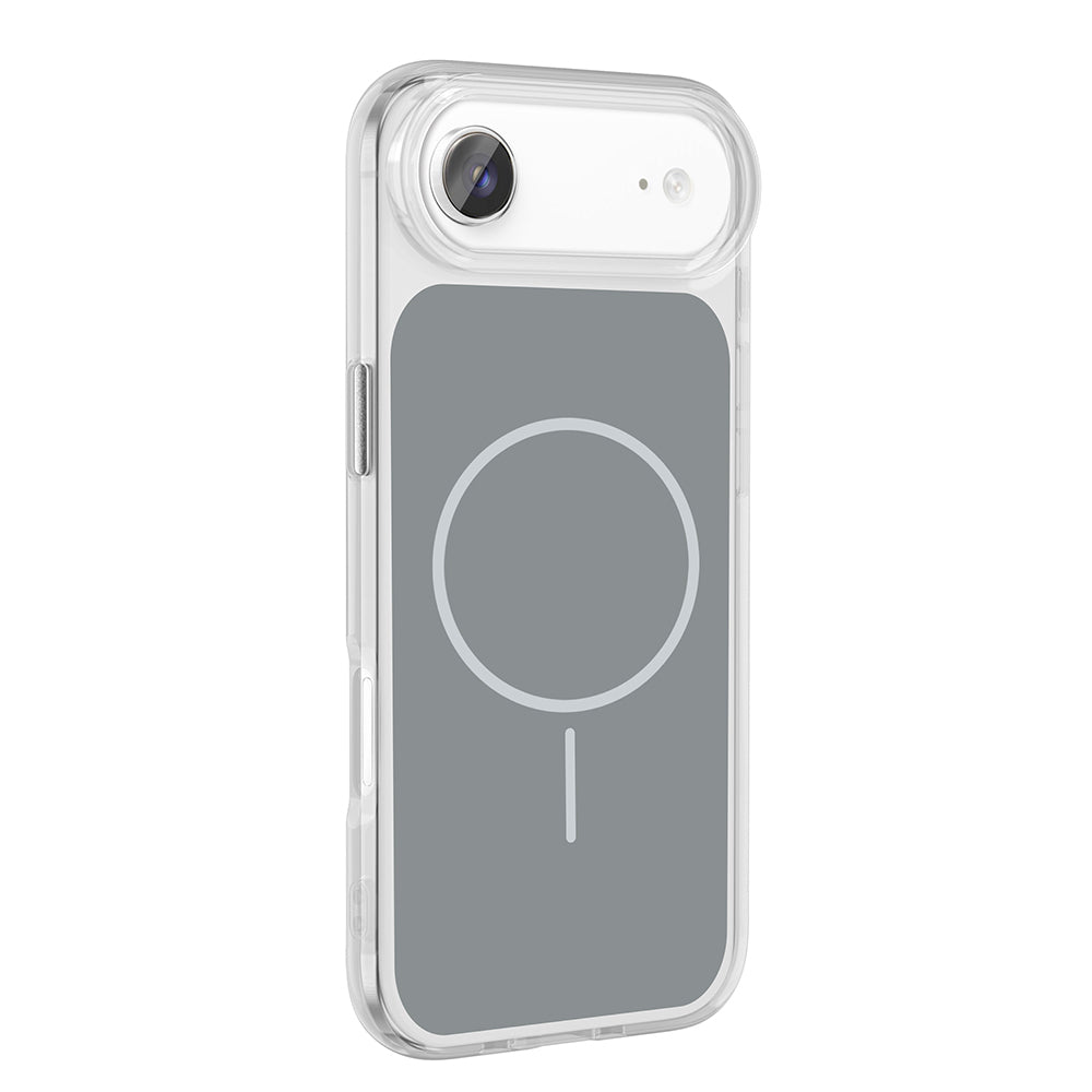 Apple iPhone 17 Air Kılıf M-Safe Şarj Özellikli Metal Buton Tasarımlı Zore İkonik Sert Silikon Kapak Beyaz