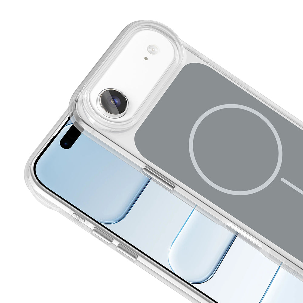 Apple iPhone 17 Air Kılıf M-Safe Şarj Özellikli Metal Buton Tasarımlı Zore İkonik Sert Silikon Kapak Siyah